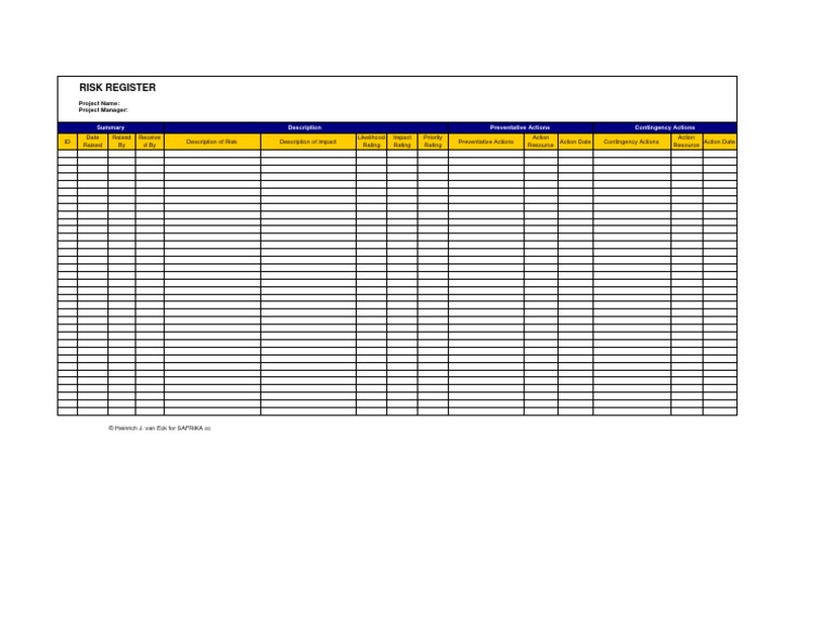 Template - Risk Register | PDF | Business
