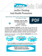 Benefits Checkup and Health Promotion: Tuesday, July 31, 2012