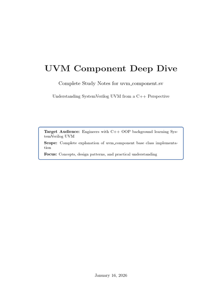 UVM Component Study Notes for C++ Engineers | PDF | Class (Computer ...