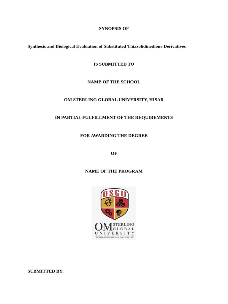 Synthesis and Biological Evaluation of Substituted Thiazolidinedione ...