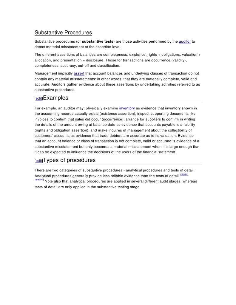 Substantive Procedures | PDF
