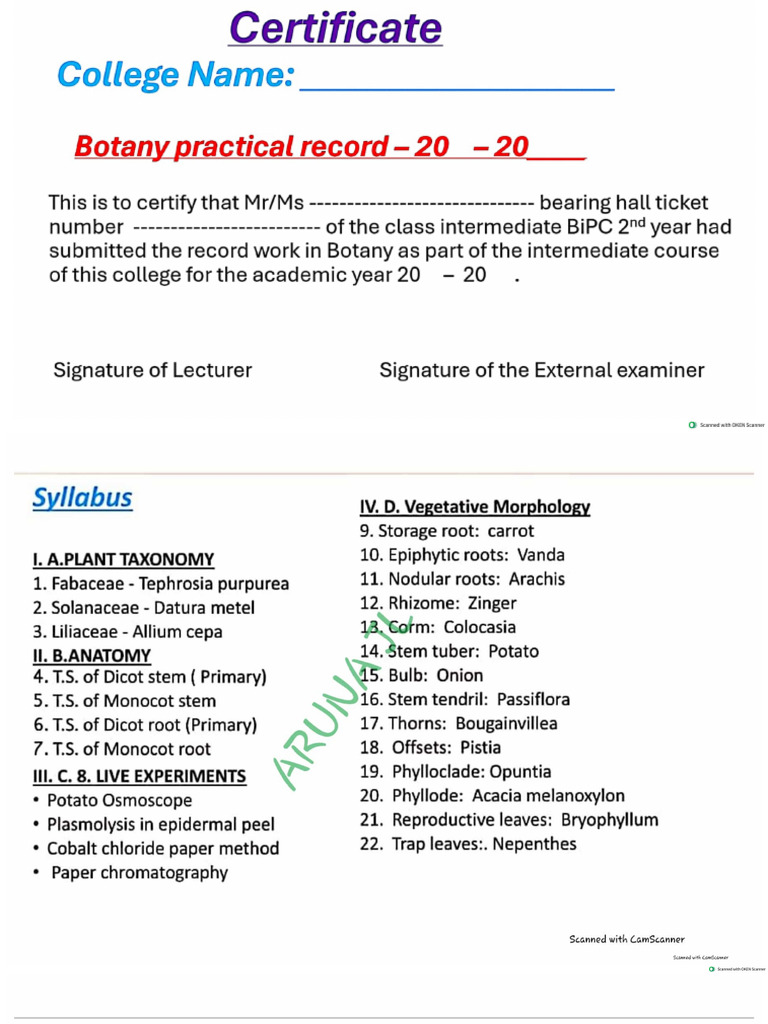100% (EM) Botany Practical Record Work | PDF