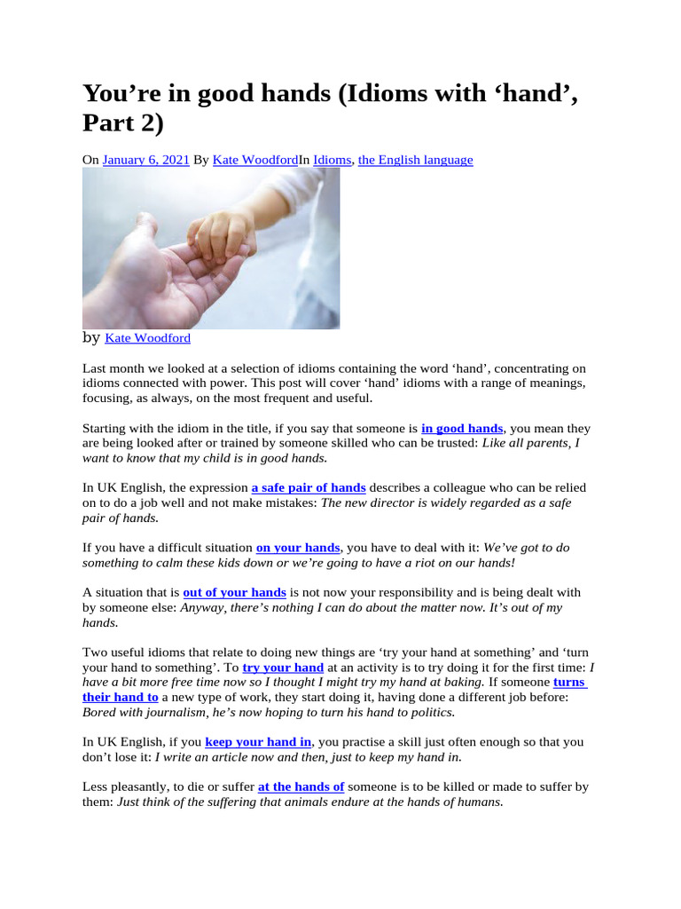 Essential 'Hand' Idioms Explained | PDF