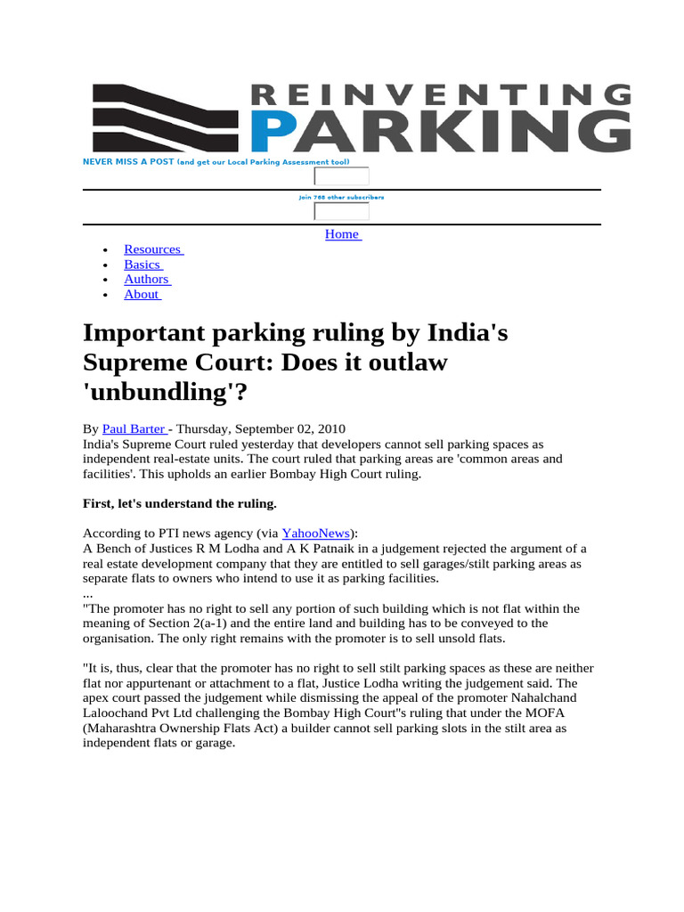 Supreme Court Ruling on Parking Sales | PDF