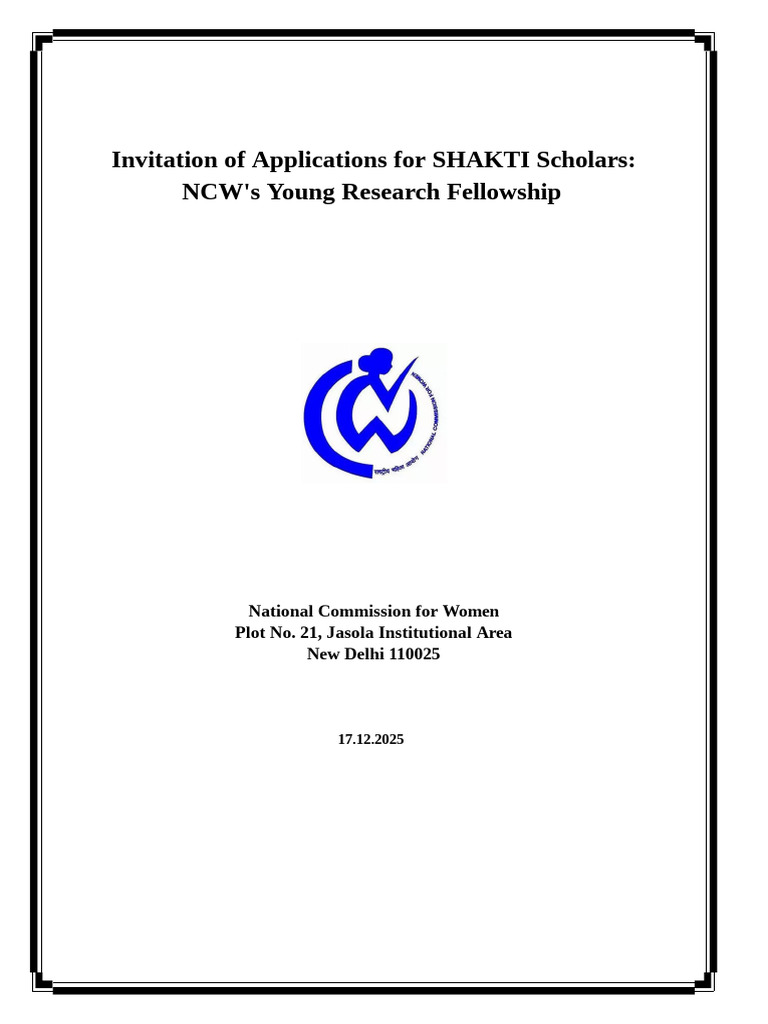 SHAKTI Scholars Fellowship Applications Open | PDF | Methodology ...