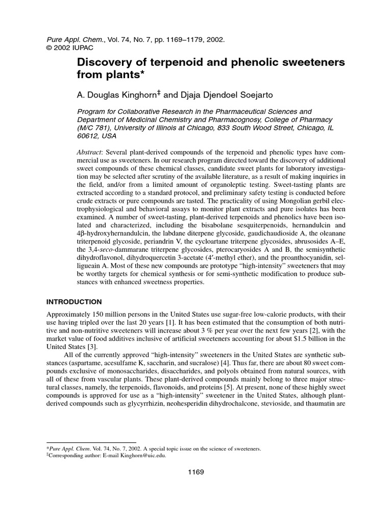 Terpenoid and Phenolic Sweeteners Discovery | PDF | Sugar Substitute ...