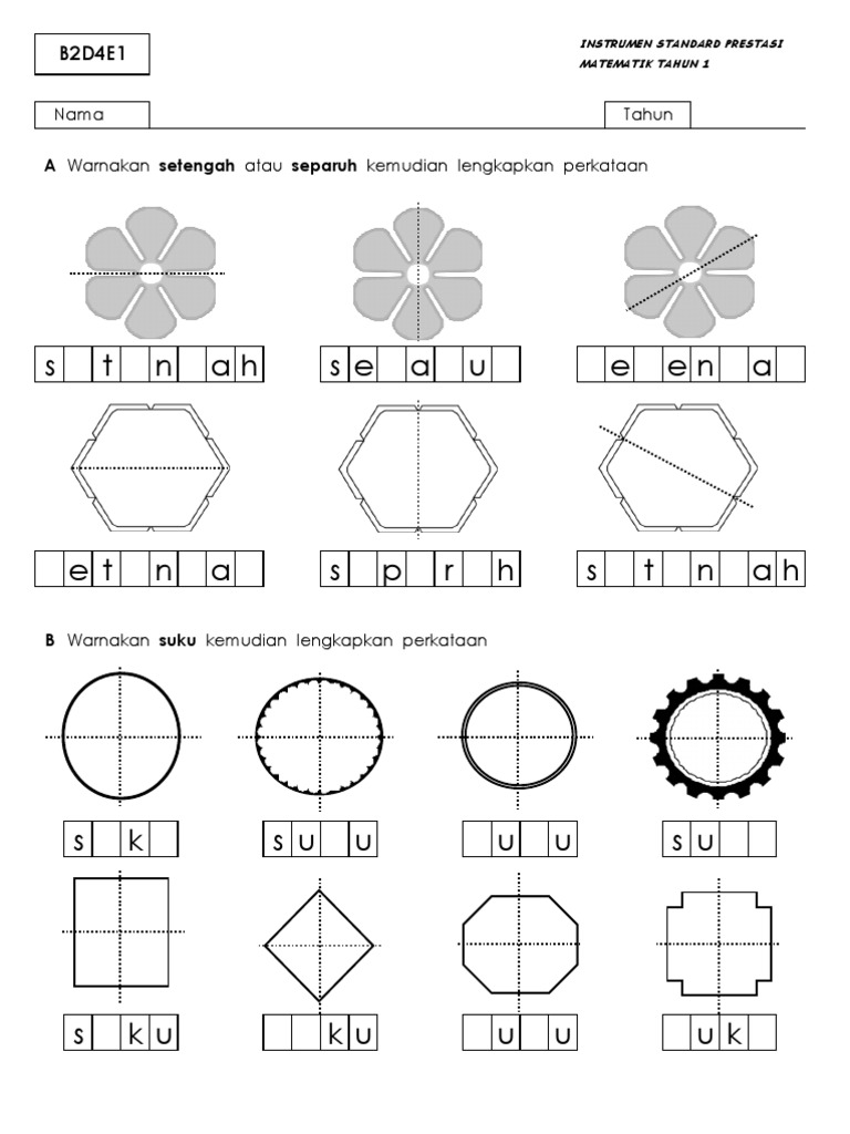 Latihan Pecahan untuk Tahun 1 | PDF | Seni & Disiplin Bahasa