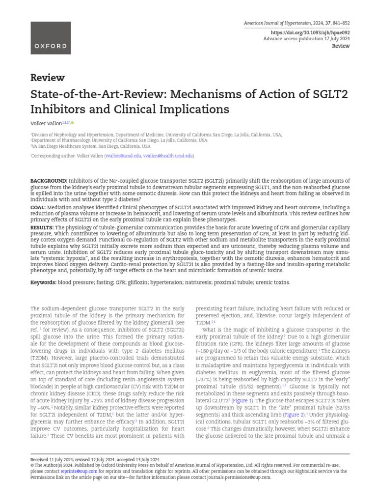 SGLT2 Inhibitors: Mechanisms & Benefits | PDF | Kidney | Biochemistry