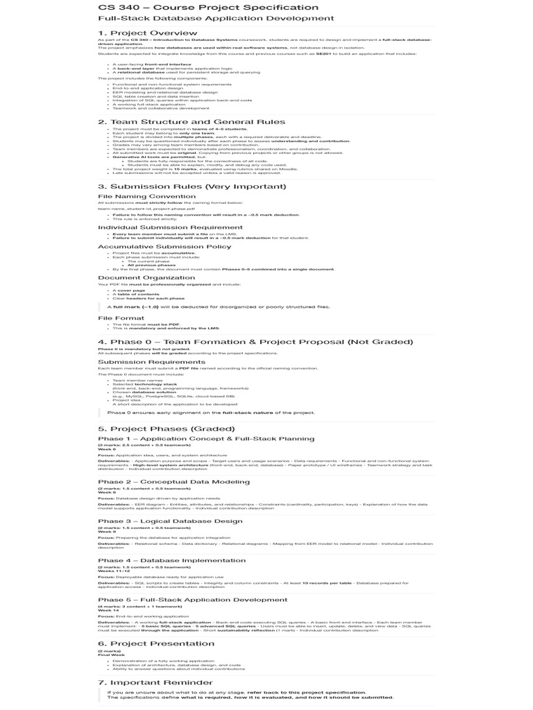Full-Stack Database Project Guidelines | PDF | Databases | Relational Model