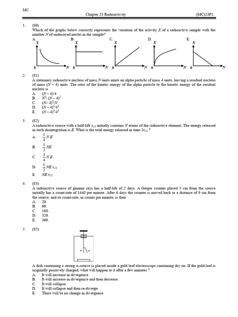 Radioactivity Concepts and Problems | PDF | Radioactive Decay | Nuclear ...