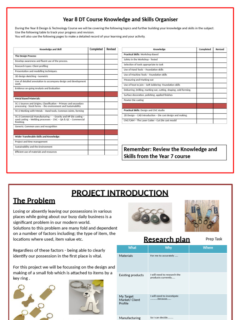 Year 8 Design & Technology Skills Guide | PDF | Metals | Casting