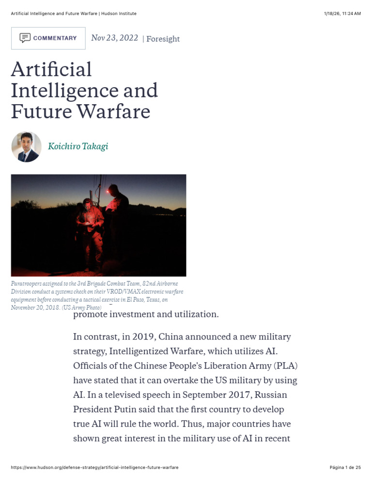AI's Impact on Future Warfare Strategies PDF Artificial