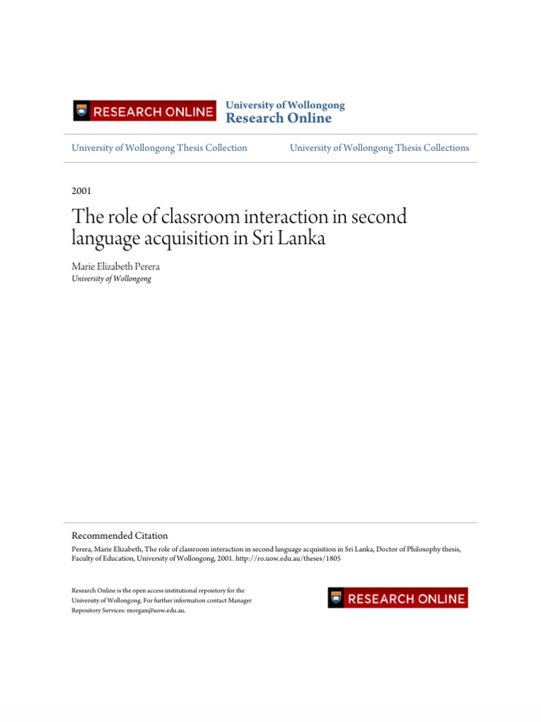 Classroom Interaction in L2 Acquisition | PDF | Second Language ...