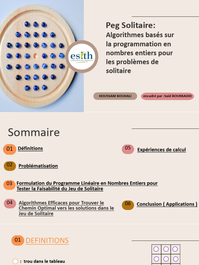Algorithmes pour le Peg Solitaire | PDF | Optimisation linéaire | Algèbre