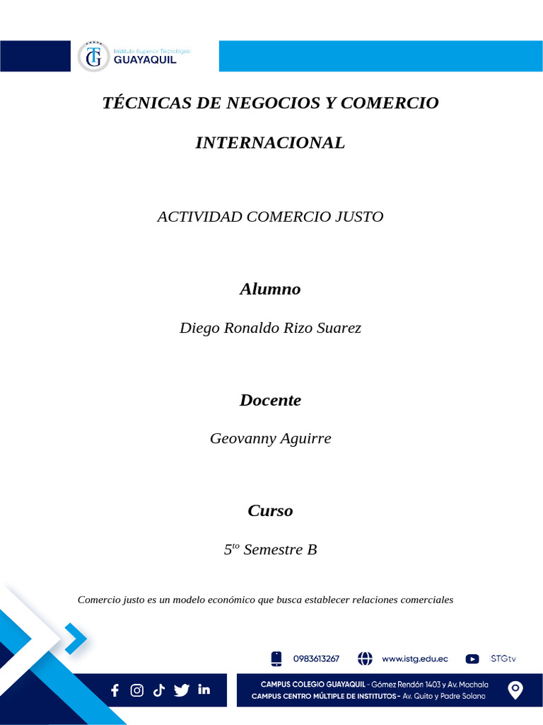 Actividad Comercio Justo | PDF | Sustentabilidad | Comercio