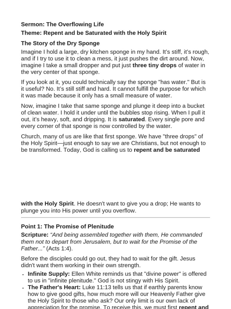 Sermon about the holy spirit | PDF | God The Father | God In Christianity