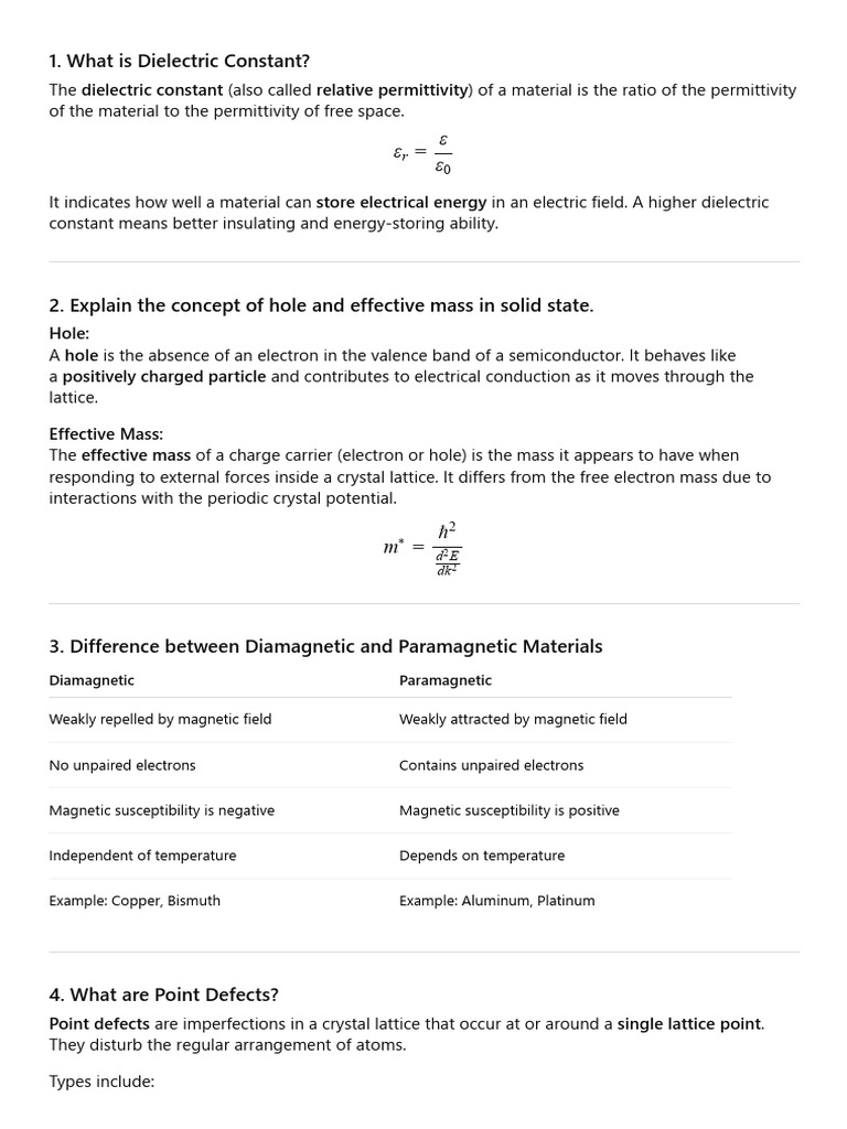 Understanding Dielectric Constant and Defects | PDF | Dielectric ...