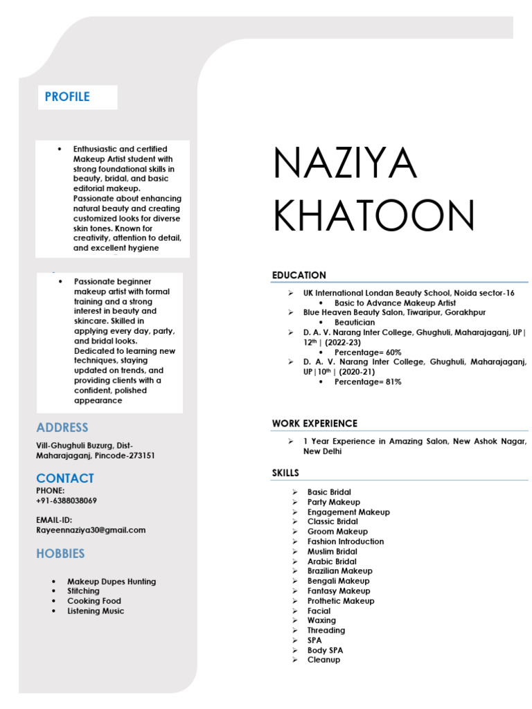 naziya khatoon (2) | PDF | Beauty | Human Appearance