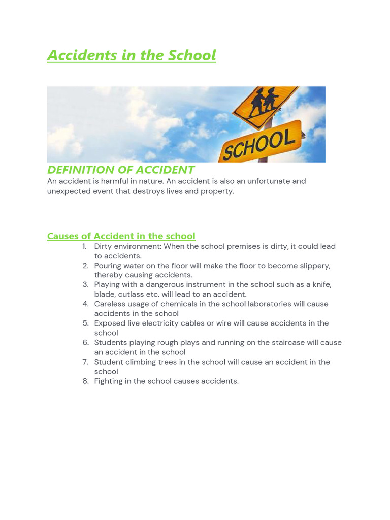 School Accident Causes and Prevention | PDF