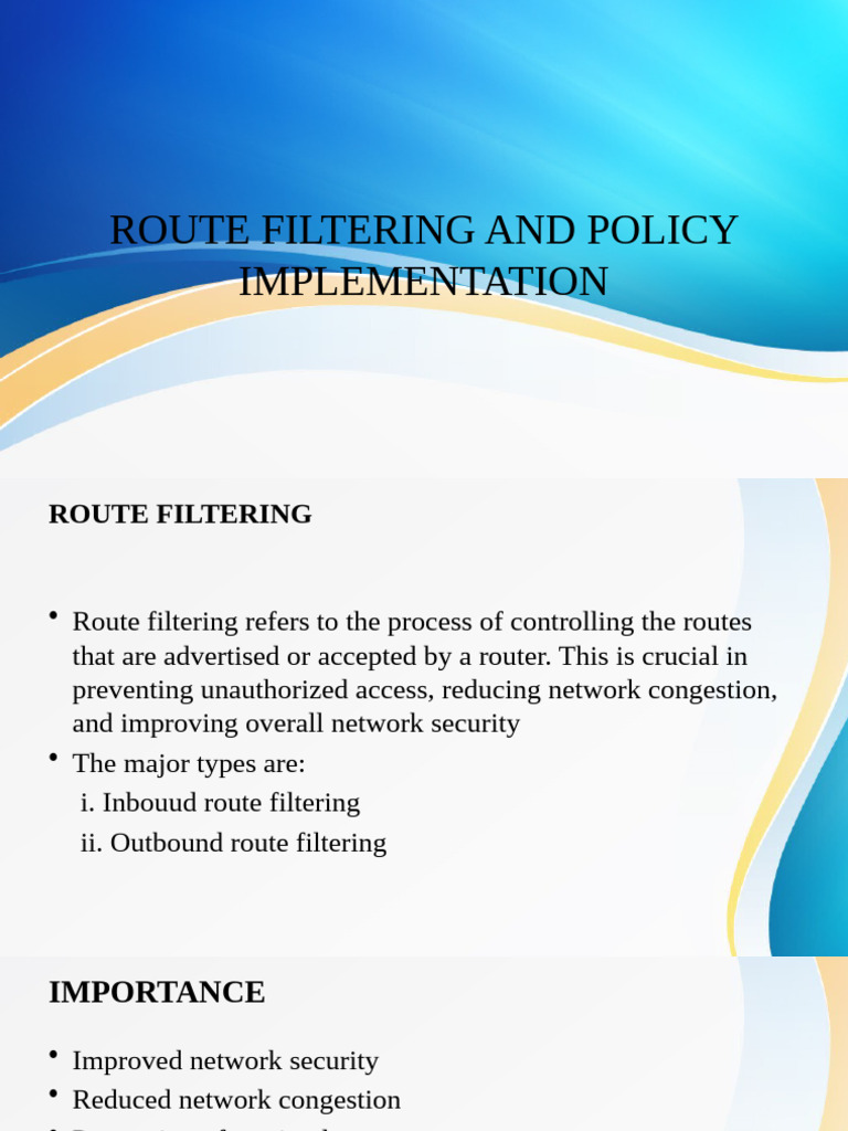 Route Filtering and Policy Implementation | PDF