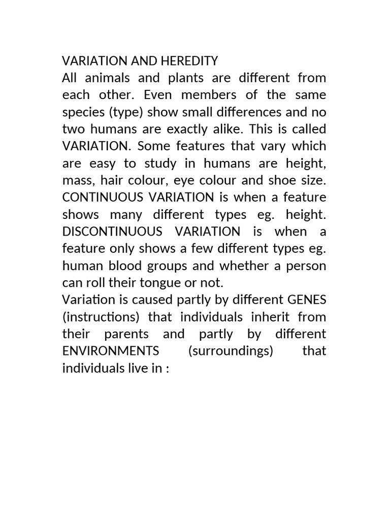 Variation and Heredity | PDF