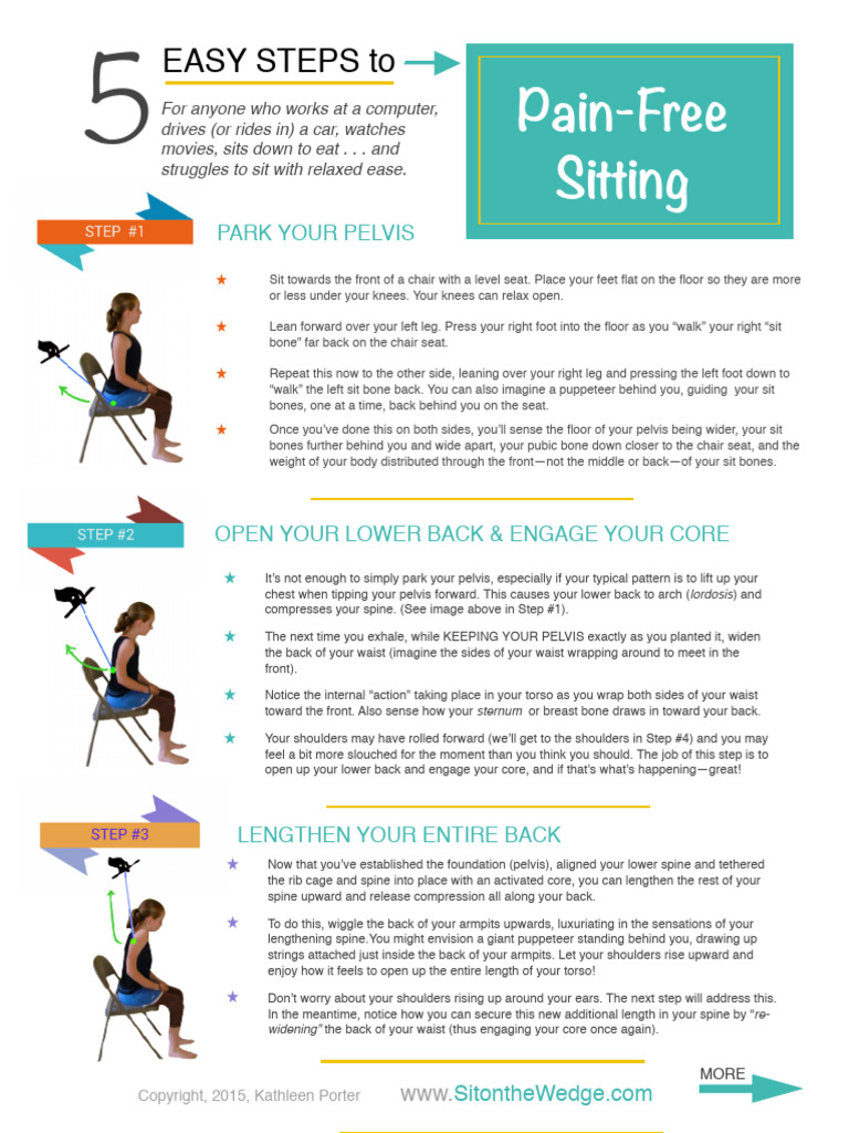 Easy Steps for Pain-Free Sitting | PDF | Pelvis | Chair