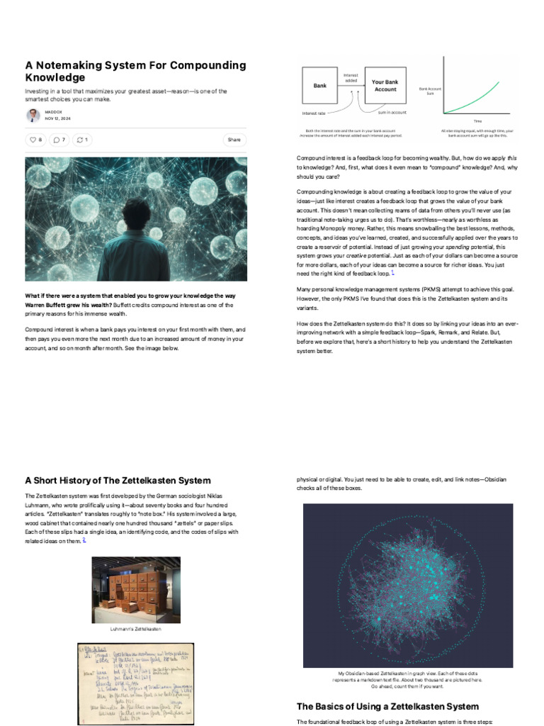 A Notemaking System for Compounding Knowledge - By Maddox | PDF ...
