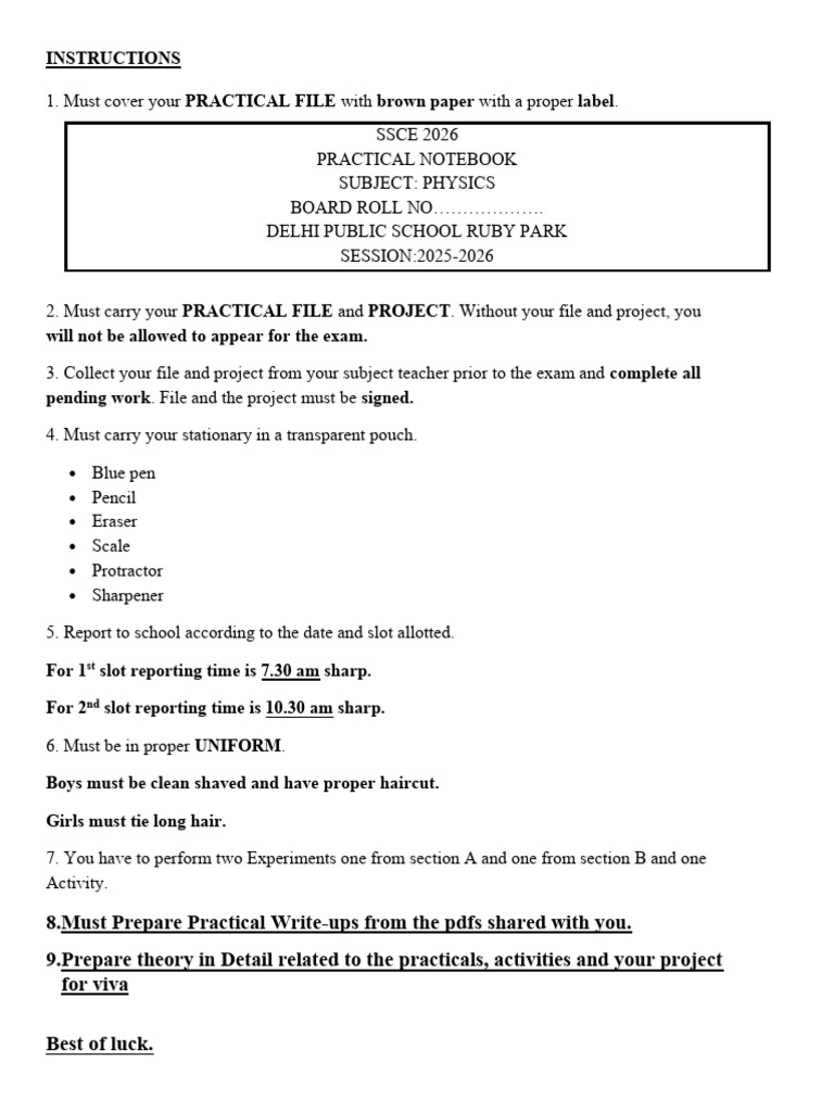 SSCE 2026 Physics Practical Exam Guide | PDF