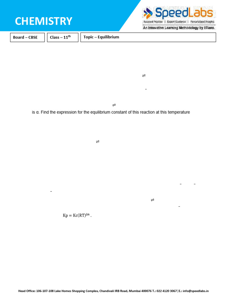 Equilibrium Important Qs CBS 11C Equilibrium Important Questions ...