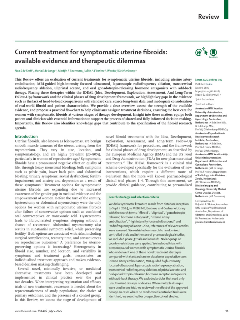 Current Treatments for Uterine Fibroids | PDF | Randomized Controlled ...