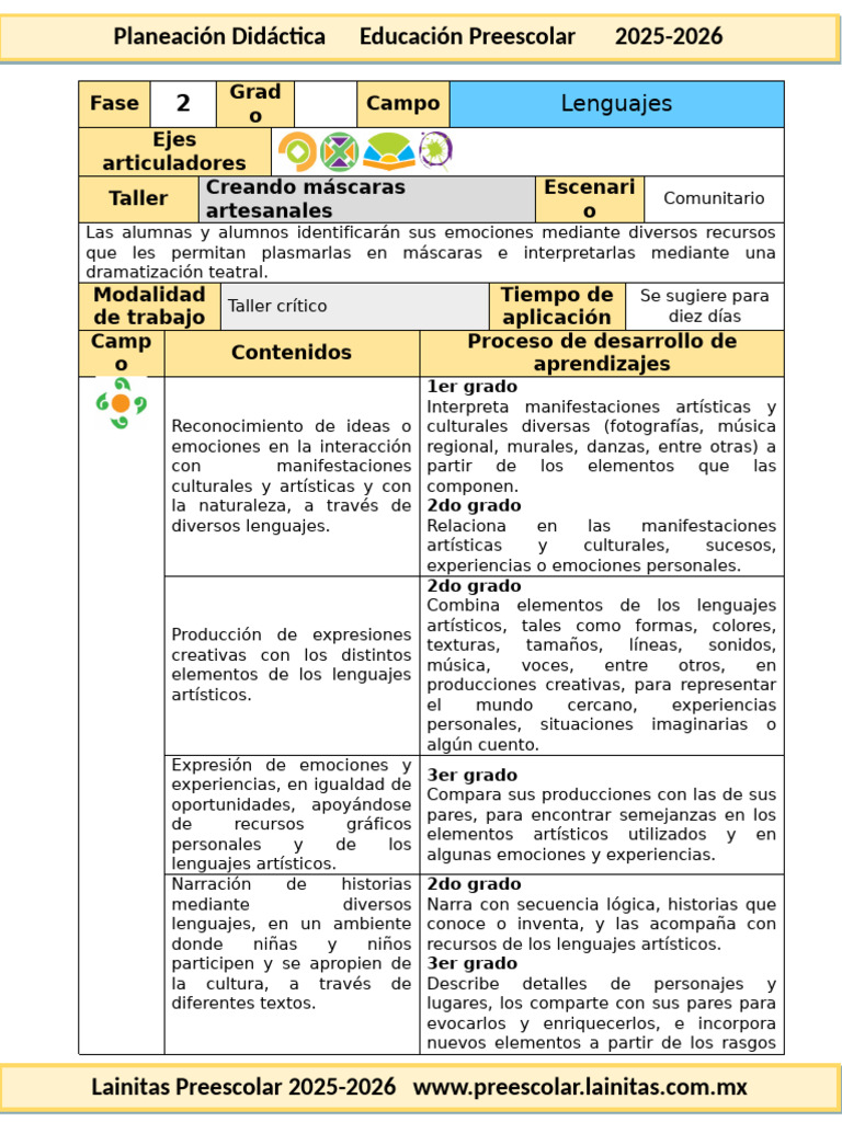 Planeación Didáctica Preescolar 2025-2026 | PDF | Bailes | Educación de ...
