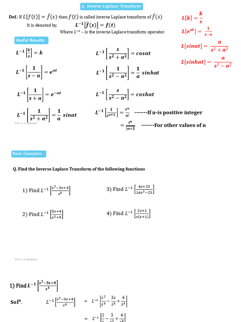 Inverse Laplace Transform Guide | PDF | Mathematical Analysis ...