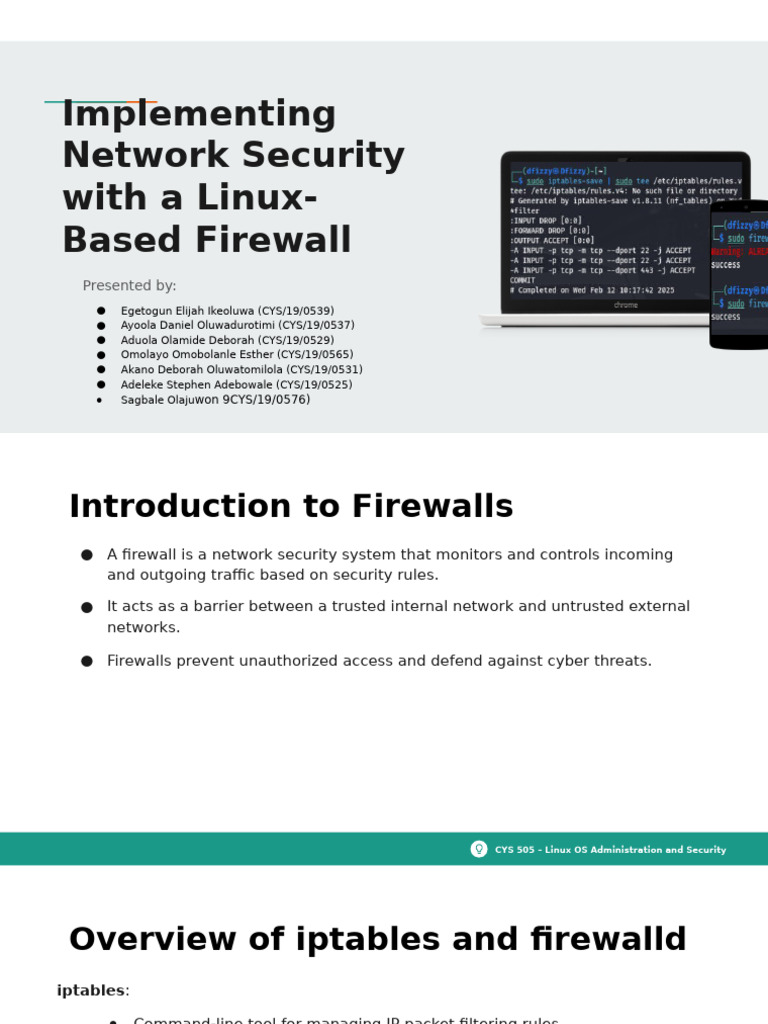 Implementing Network Security With a Linux-Based Firewall (GROUP 5 ...