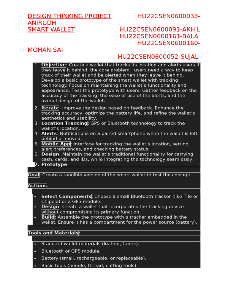 Smart Wallet Design and Prototype Guide | PDF
