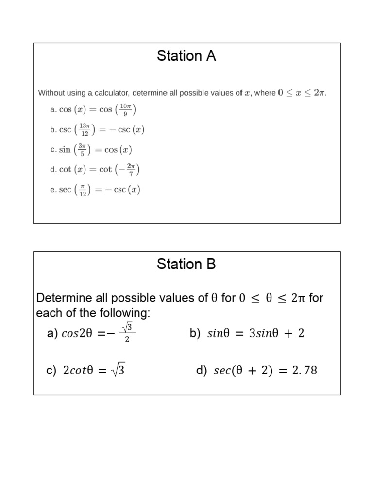 Copy of Trig Review Stations | PDF