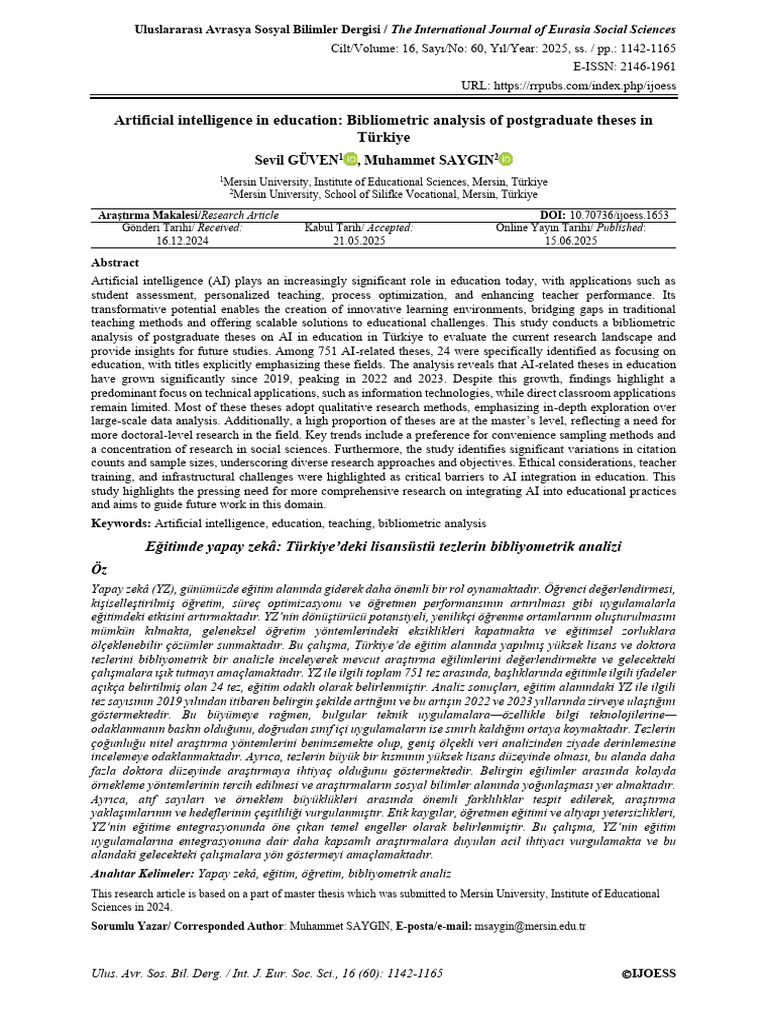 Artificial Intelligence in Education Bibliometric Analysis of ...