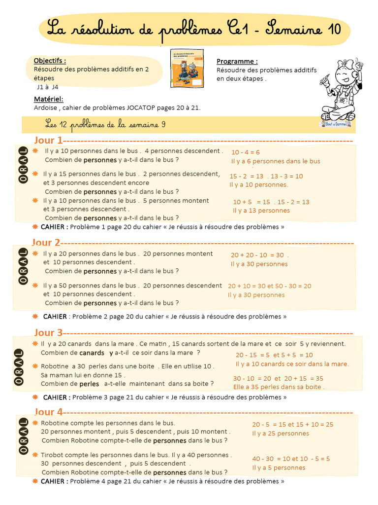Problèmes additifs en deux étapes | PDF