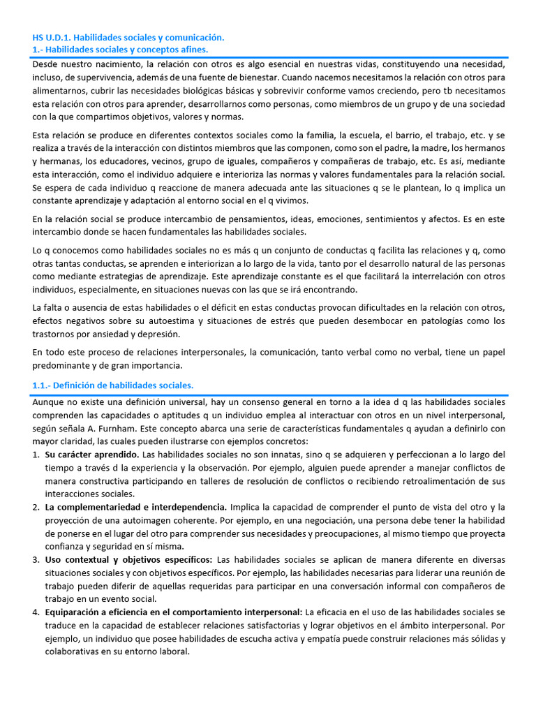 Habilidades Sociales y Comunicación Efectiva | PDF | Comunicación no ...