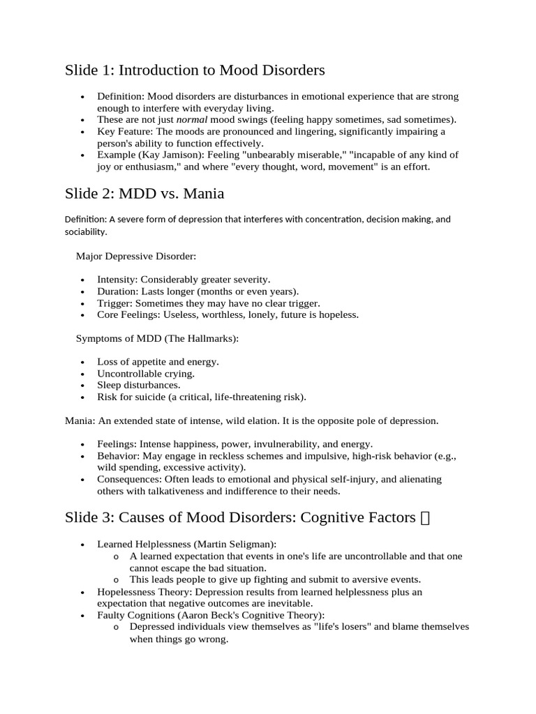 HB Training Material | PDF | Major Depressive Disorder | Mood Disorders