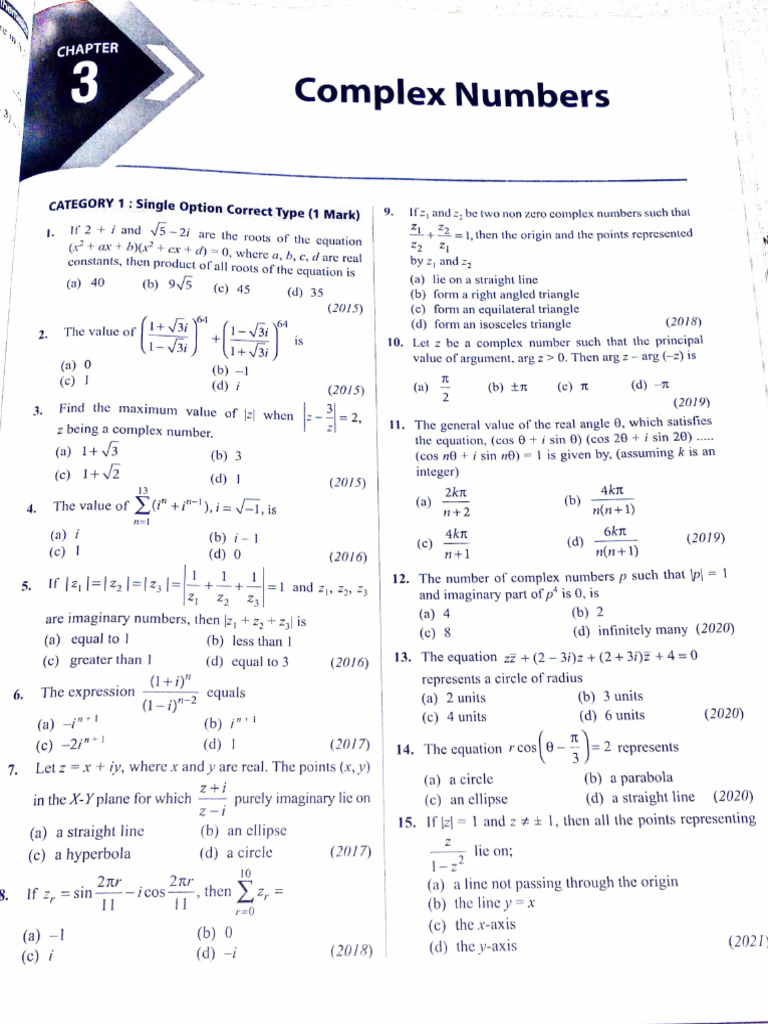 Complex No. Wbjee Pyq | PDF