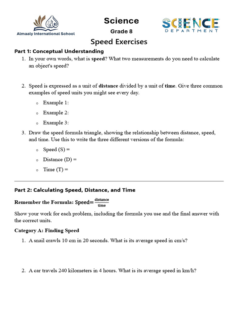 Grade 8 Speed Exercises Guide | PDF