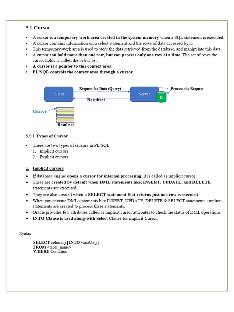 Understanding PL/SQL Cursors Explained | PDF | Pl/Sql | Information ...