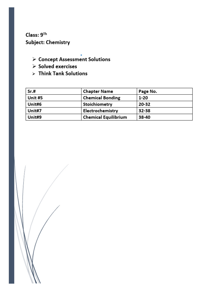 Chemistry Solutions for 9th Grade Topics | PDF | Chemical Bond | Ion