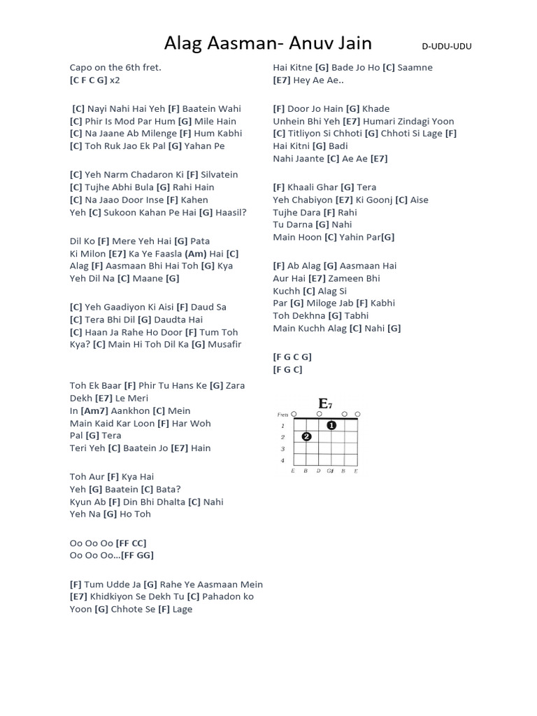Alag Aasman Lyrics by Anuv Jain | PDF