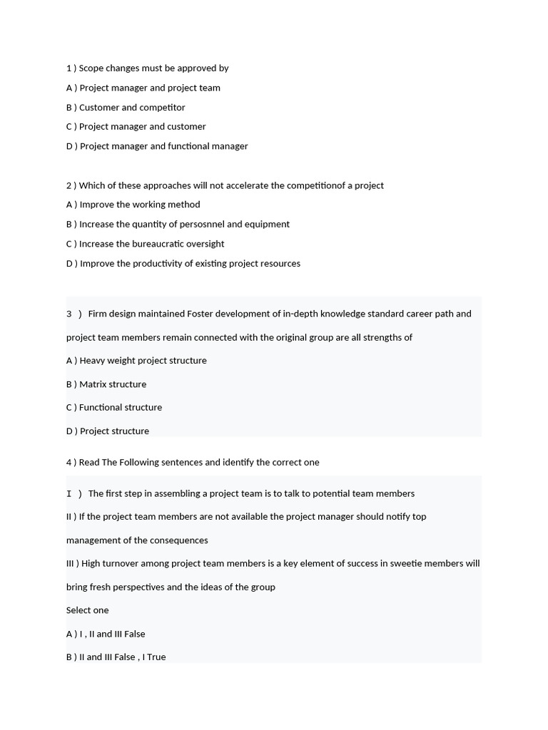 Project Management Best Practices Quiz | PDF