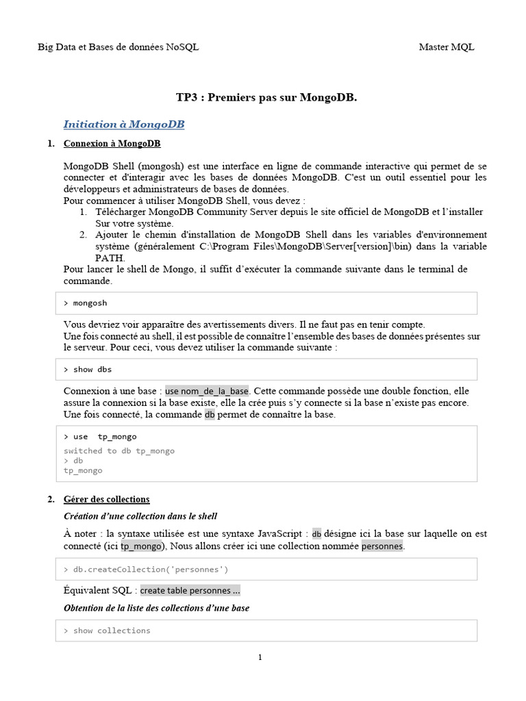 Introduction à MongoDB et gestion des données | PDF | MongoDB | Reines