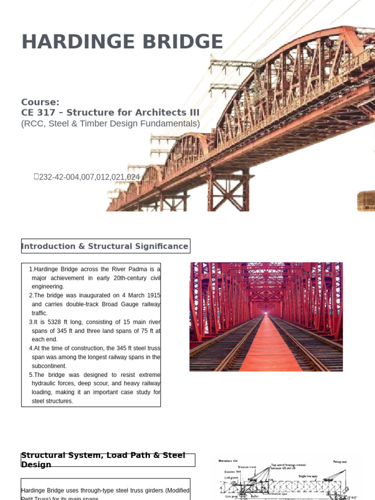 Hardinge Bridge: Steel Truss Design Insights | PDF | Truss | Bridge