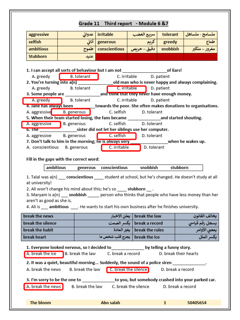 Grade 11 English Language Exercises | PDF | Friendship | Value (Ethics)