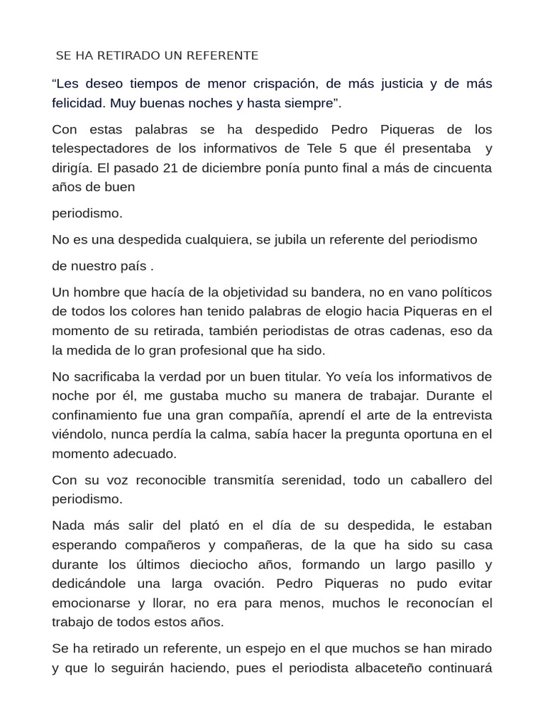 Se Ha Retirado Un Referente | PDF