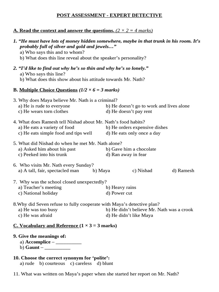 Post Assessment Expert Detective (1) | PDF